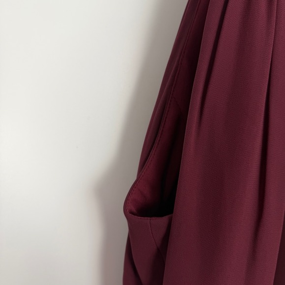 Levkoff Women's Burgundy Chiffon Halter Neck Elegant Formal Maxi Dress Size 10 - Picture 5 of 10